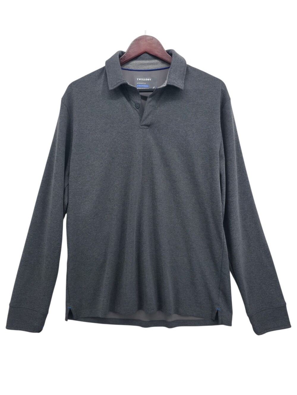 Twillory Performance Long Sleeve Polo Shirt Gray Stretch Men's Size Large